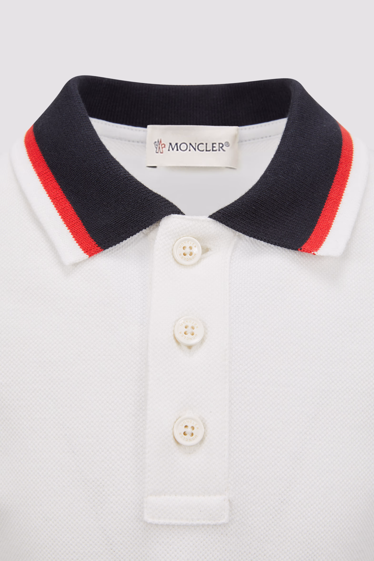 Tricolor-Trimmed Cotton Polo Shirt Boy White Moncler 5